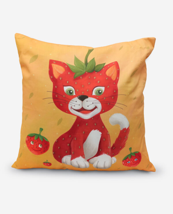 Štvorcový vankúš mačička - oranžový